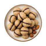 Baci di Alassio on stoneware bowl with Almond, Chocolate, Egg White