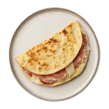Crescia on stoneware plate with Egg, Flour, Lard