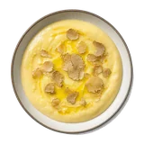 Fonduta on stoneware bowl with Butter, Egg Yolk, Fontina