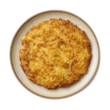 Frico on stoneware bowl with Butter, Montasio, Onion