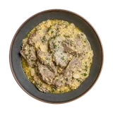 Agnello Cacio e Ova, plated