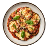 Eggplant parmesan, plated