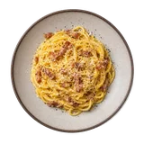 Pasta alla carbonara, plated