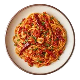 Pasta arrabbiata, plated