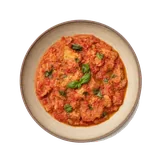 Pappa al Pomodoro on stoneware bowl with Basil, Bread, Broth