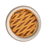 Pastiera napoletana on stoneware bowl with Butter, Candied Peel, Egg