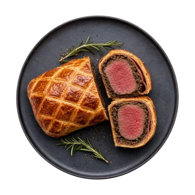 Beef wellington, plated