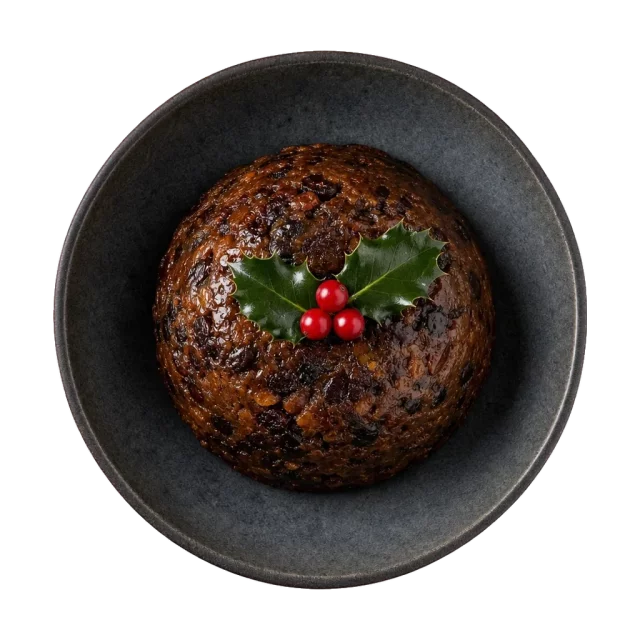 Christmas Pudding, plated