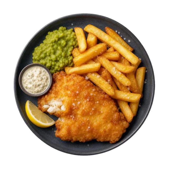 Fish and Chips, plated