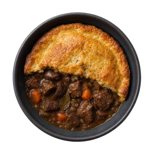 Steak and Kidney Pie, plated