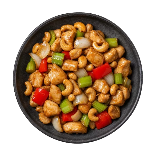 Cashew chicken, plated