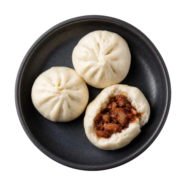 Char siu bao, plated