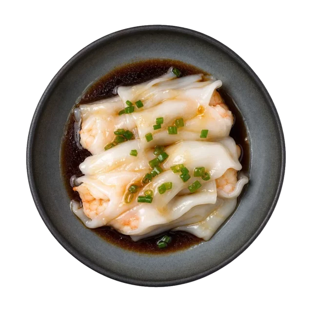 Cheung fun, plated