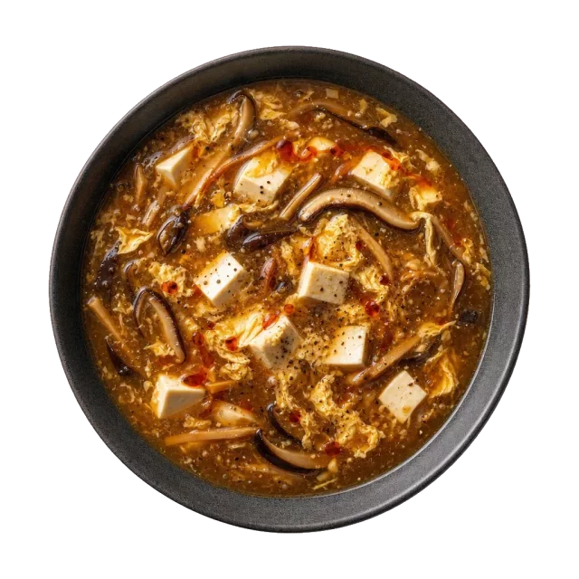 Hot and sour soup, plated