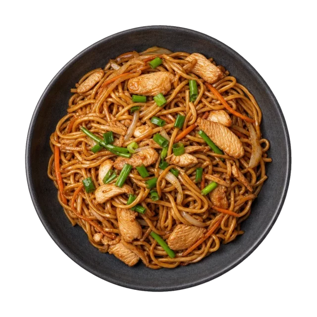 Lo mein, plated