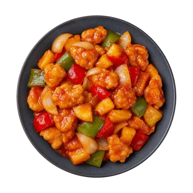 Sweet and sour chicken, plated
