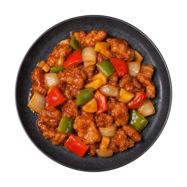 Sweet and sour pork, plated
