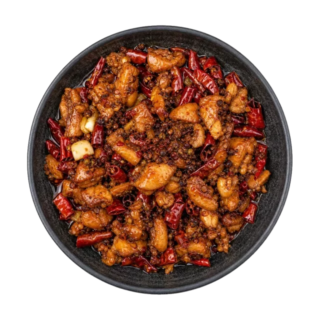 Szechuan chicken, plated