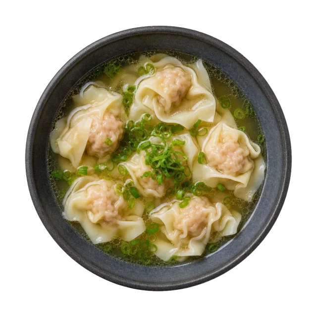 Wonton soup, plated