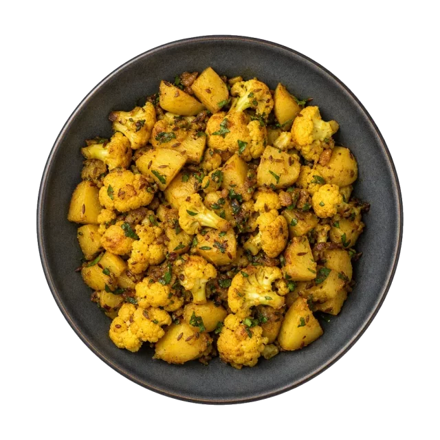 Aloo gobi, plated