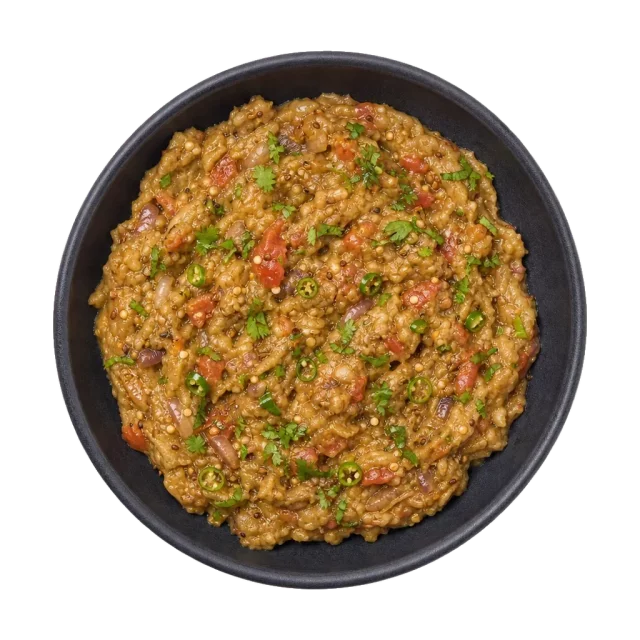 Baingan bharta, plated