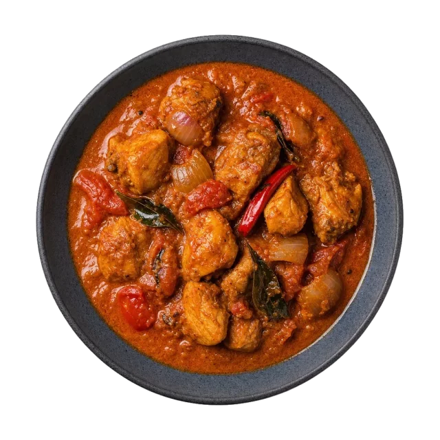 Chicken madras, plated