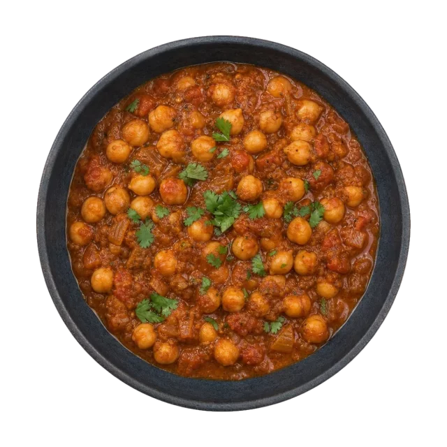 Chickpea curry, plated