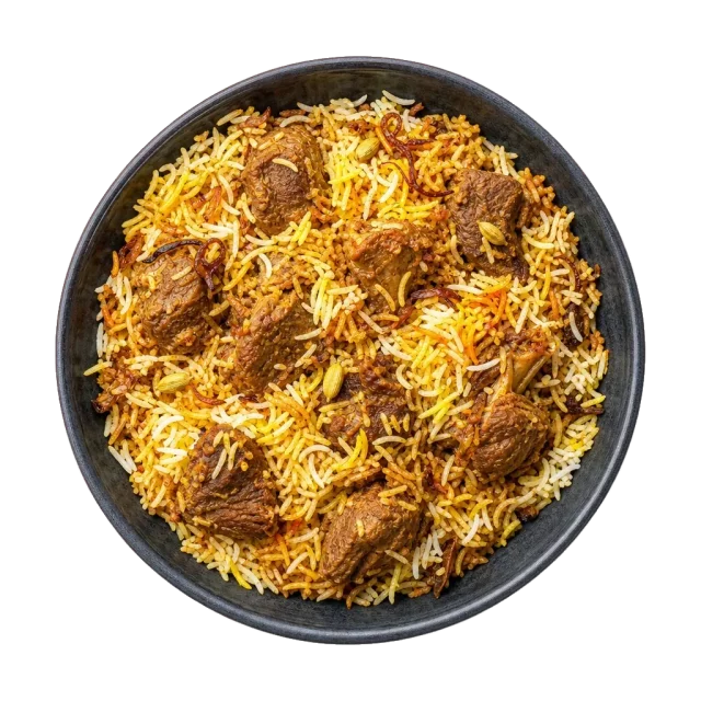 Lamb biryani, plated