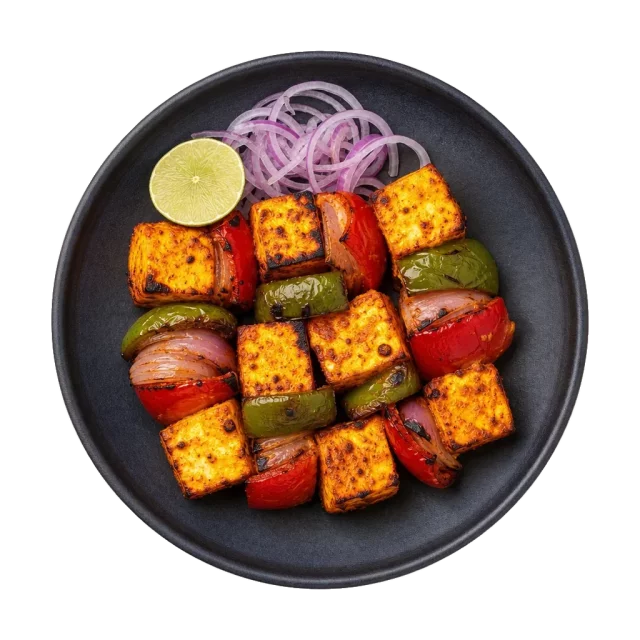 Paneer tikka, plated