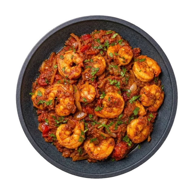 Prawn masala, plated