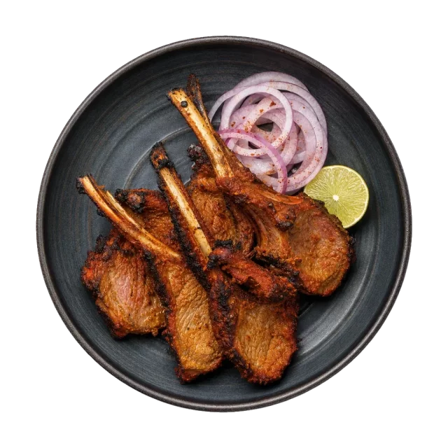 Tandoori lamb chops, plated