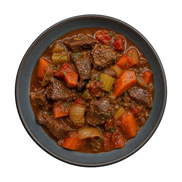 Beef stew, plated
