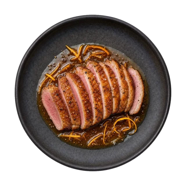 Duck breast, plated