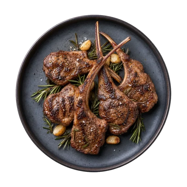 Lamb chops, plated