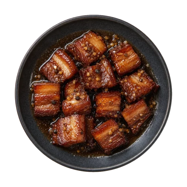 Pork belly, plated