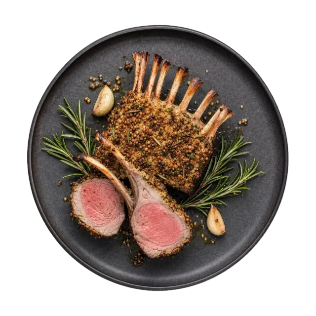 Rack of lamb, plated