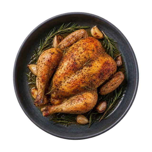 Roast chicken, plated