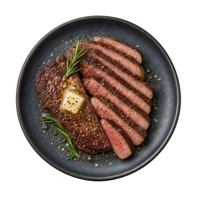 Steak, plated