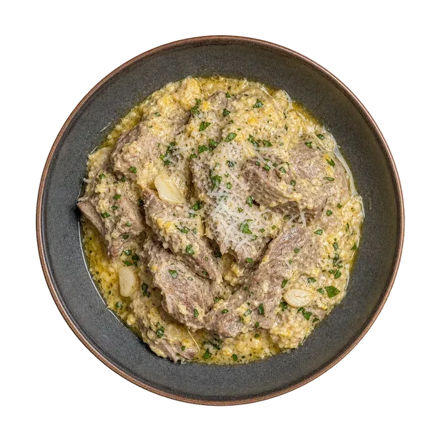 Agnello Cacio e Ova, plated