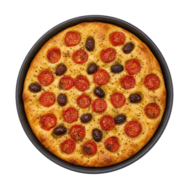 Focaccia Barese, plated
