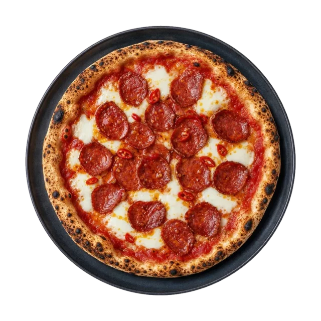 Pizza Diavola, plated