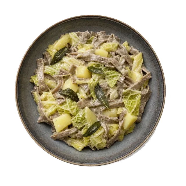 Pizzoccheri, plated
