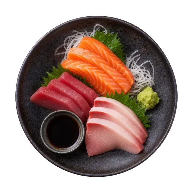 Sashimi, plated