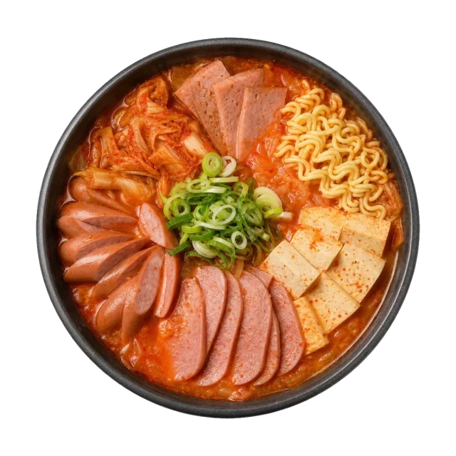 Budae jjigae, plated
