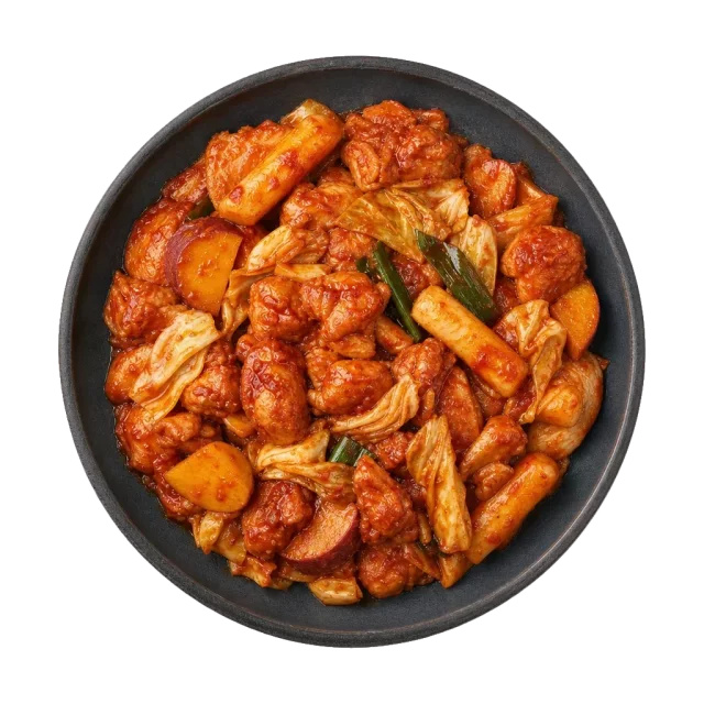 Dak galbi, plated