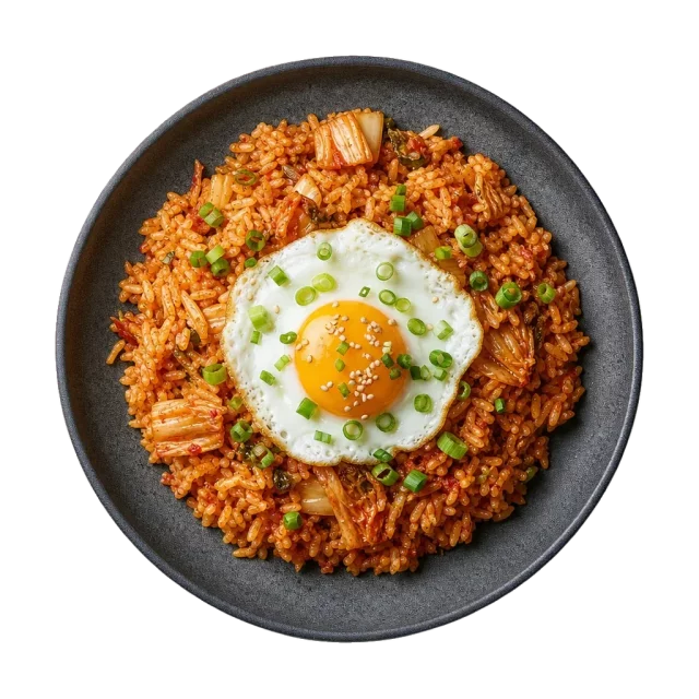 Kimchi fried rice, plated