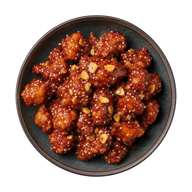 Korean fried chicken, plated