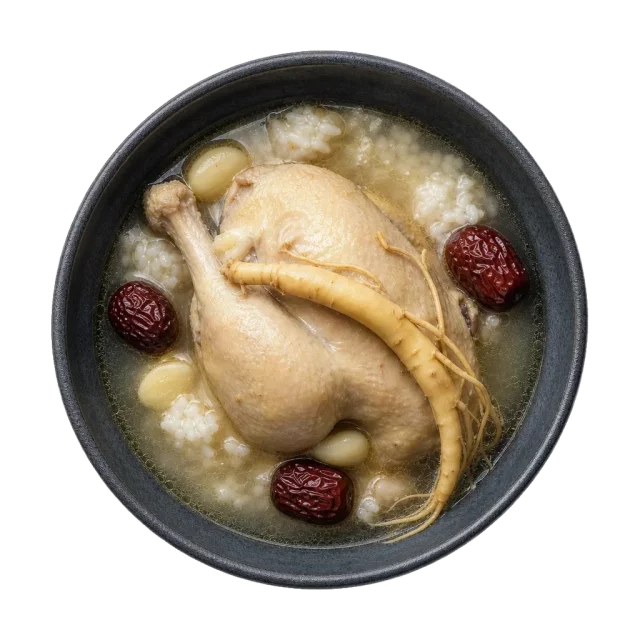Samgyetang, plated