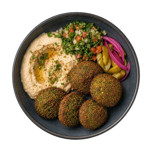 Falafel, plated
