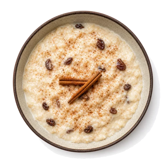 Arroz con Leche plated with rice, milk, sugar